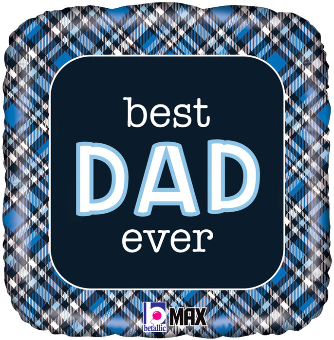 Best Dad Ever Plaid 18" Foil Balloon (Optional Helium Inflation)