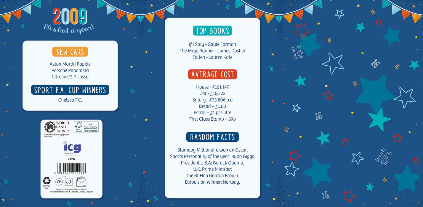 2009 Happy 16th Birthday Son From The Year You Were Born