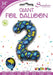 Dinosaur Pattern Blue Number 2 Giant Foil Balloon 34"