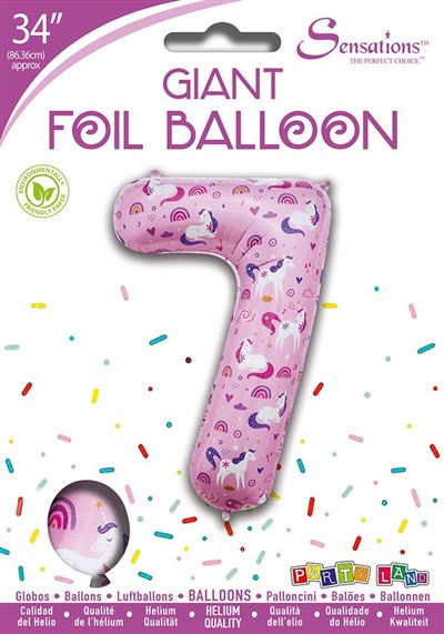 Unicorn Pattern Pink Number 7 Giant Foil Balloon 34"
