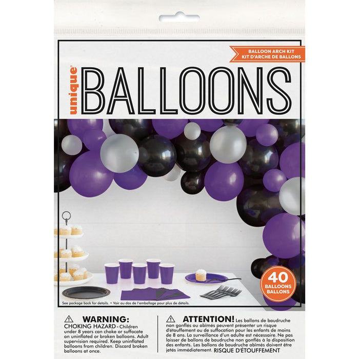 Balloon Arch Kit Purple and Black Colours Latex