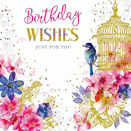 Birthday Card - Floral Birdcage Illustration