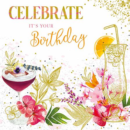 Birthday Card - Orchid Flowers Illustration