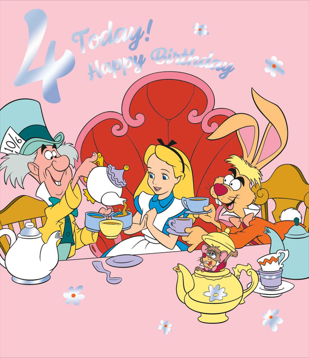 Disney Alice In Wonderland Birthday Card for 4, Juv Design