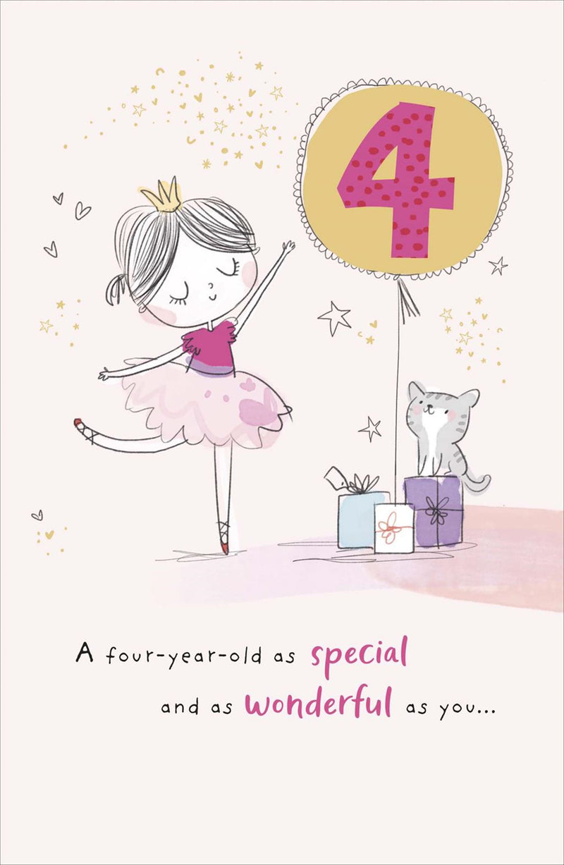 Carlton | 4th Birthday Card Girl | Juvenile Design | With Envelope