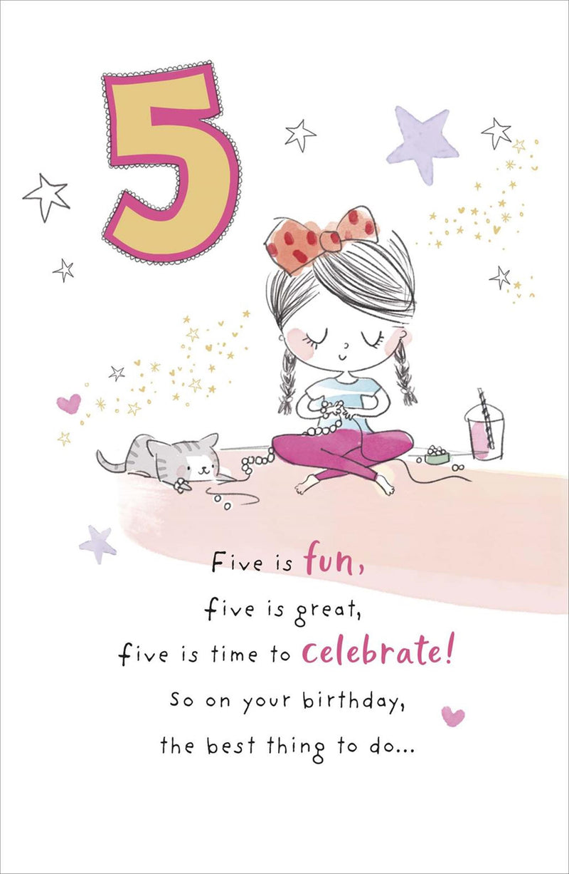 Carlton | 5th Birthday Card Girl | Juvenile Design | With Envelope