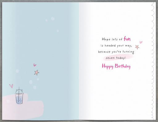 7th Birthday Card Girl - back