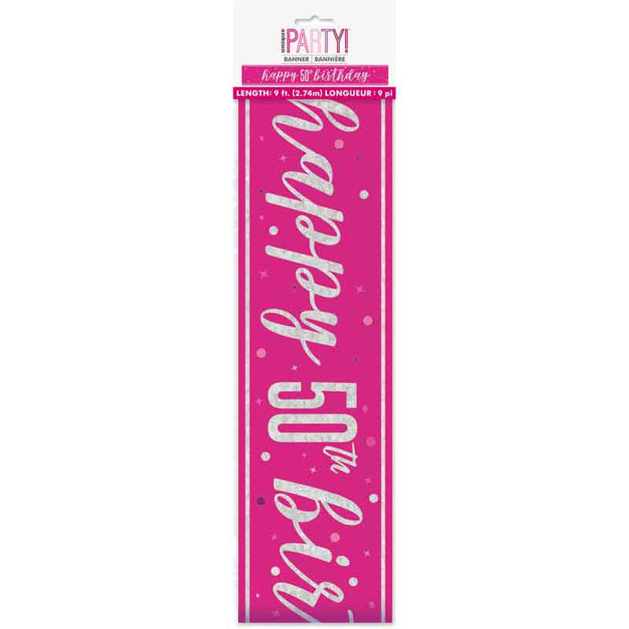 Banner 50th Birthday pink