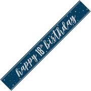 Happy 18th Navy Blue and Silver 18th Birthday Banner