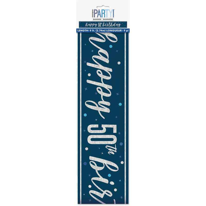 Banner 50th navy silver