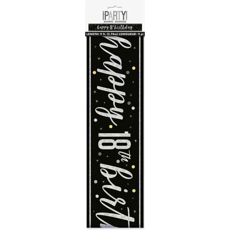 Black and Gold 18th Banner Birthday Party