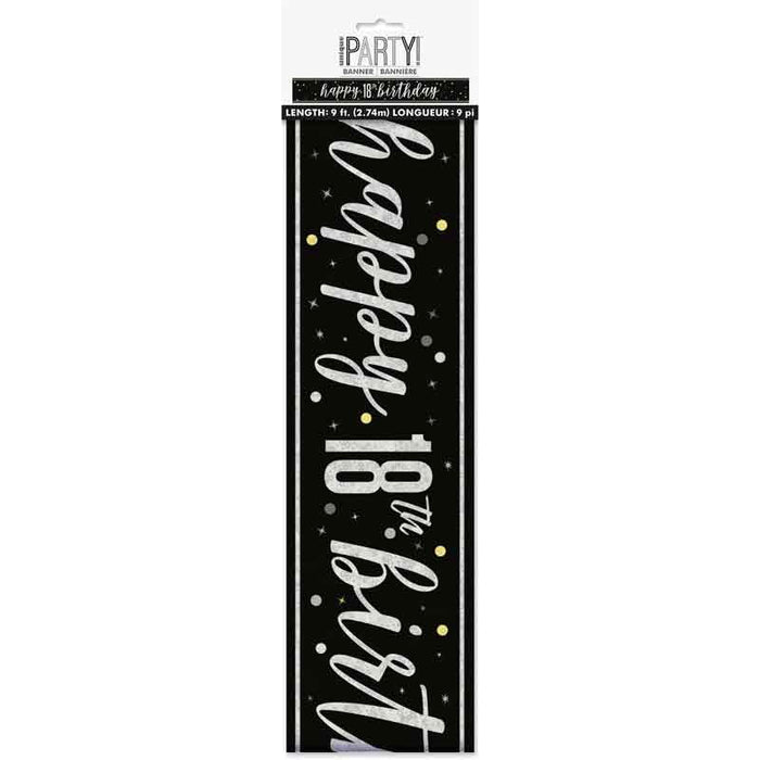Black and Gold 18th Banner Birthday Party