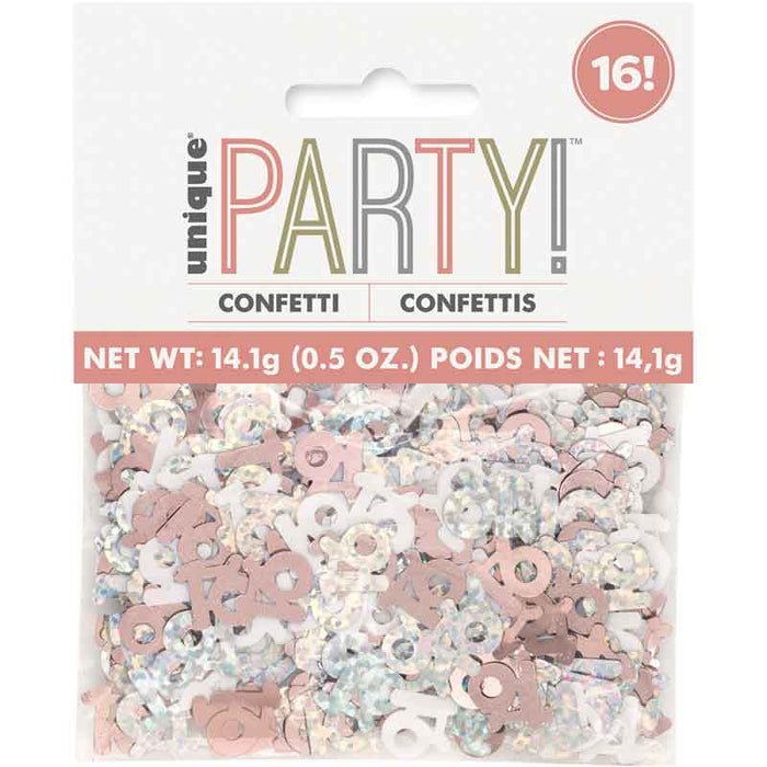 Glitz Rose Gold 16th Birthday Confetti 14g