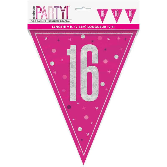Banner Cerise Flag pink silver 16