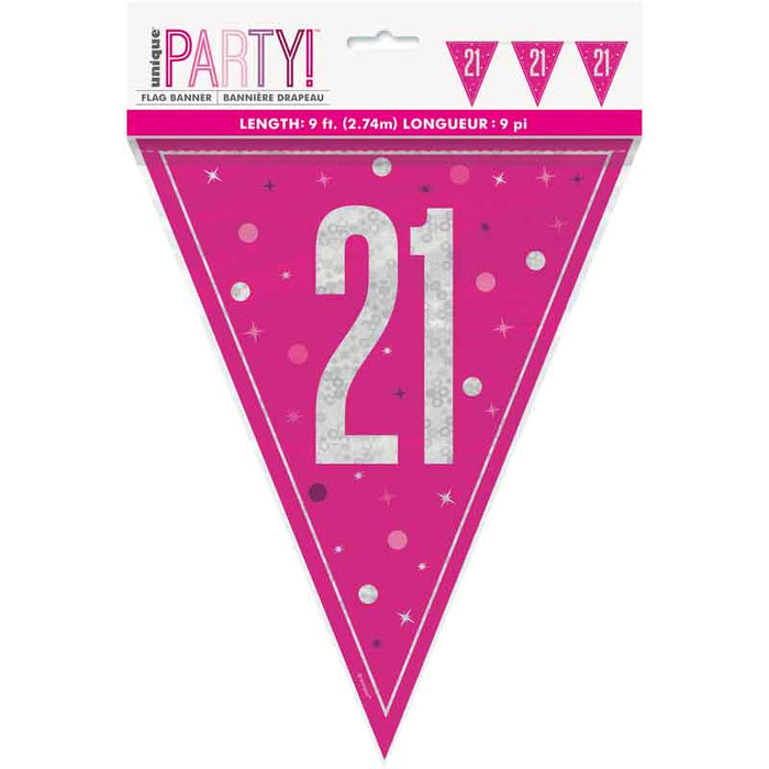 Banner Cerise Flag 21 pink silver