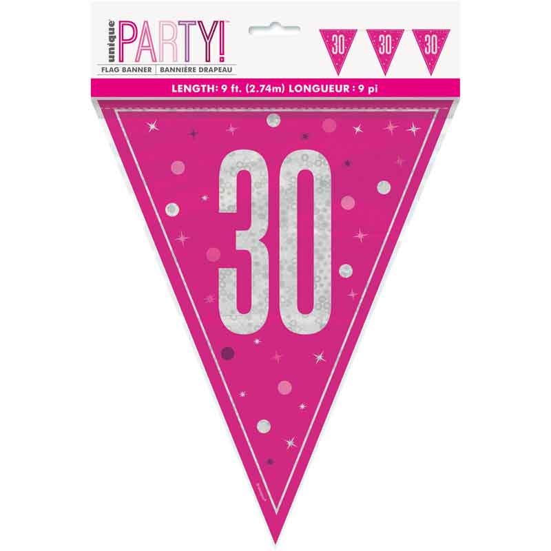 Banner 30 Cerise Flag pink silver