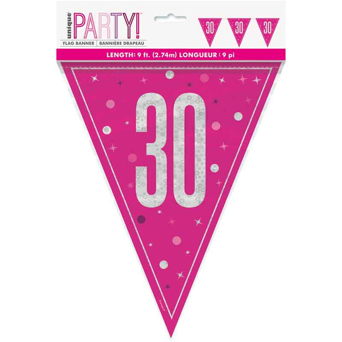 Banner 30 Cerise Flag pink silver