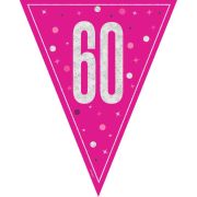 60th Birthday Pink Cerise Flag Banner