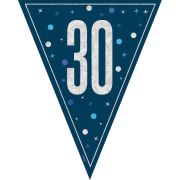 Banner Navy silver Flag 30th Birthday