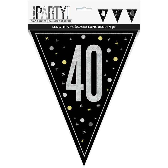 Banner 40th Birthday black silver