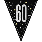 Black and Silver 60th Flag Banner Birthday