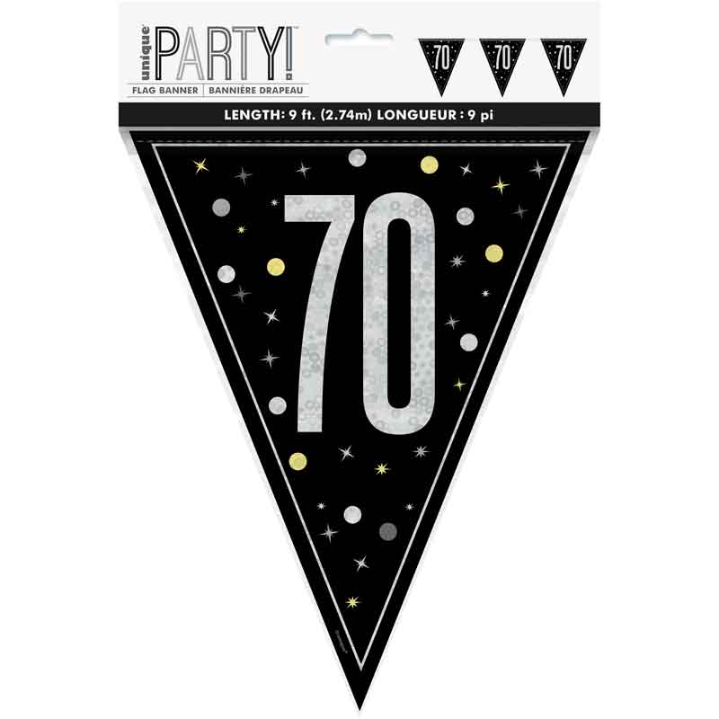 Flag Banner 70 Black Glitz Bunting