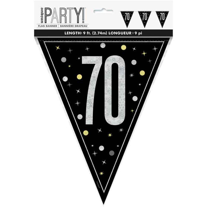 Flag Banner 70 Black Glitz Bunting