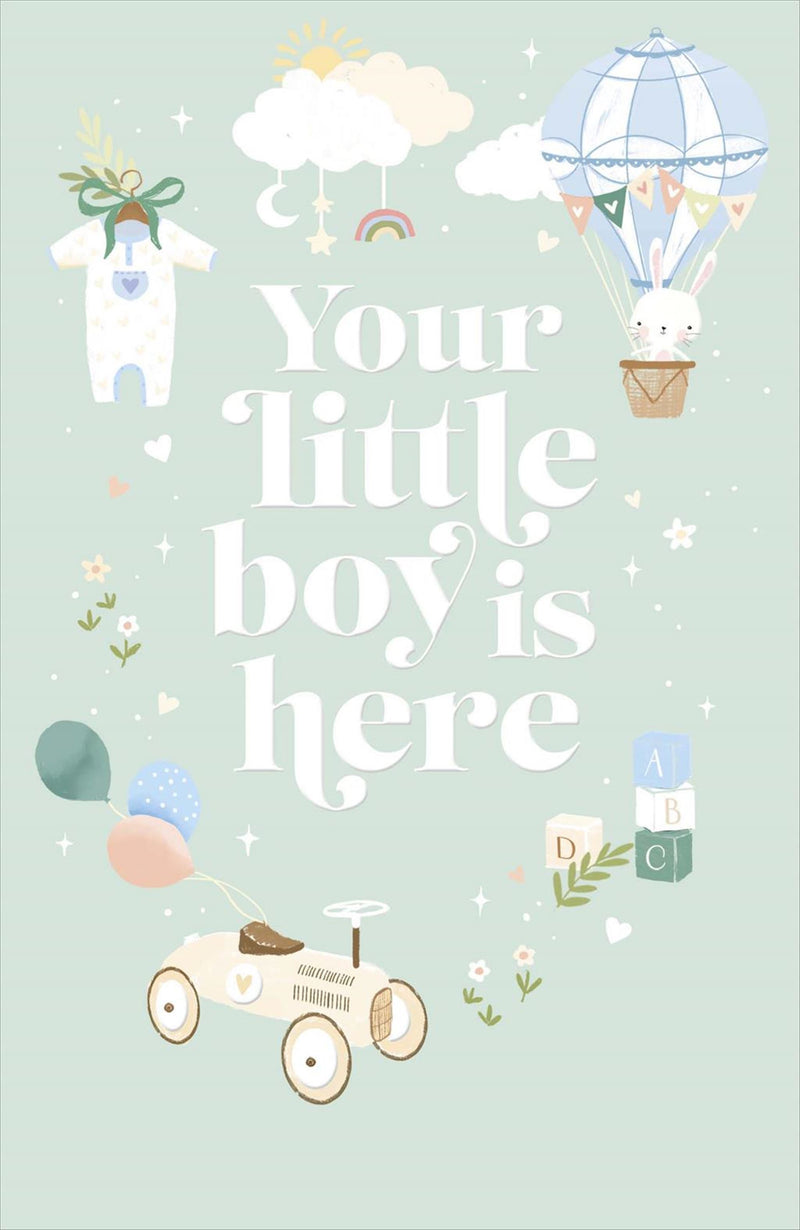 Gibson | New Baby Card Baby Boy | Conventional Design | With Envelope