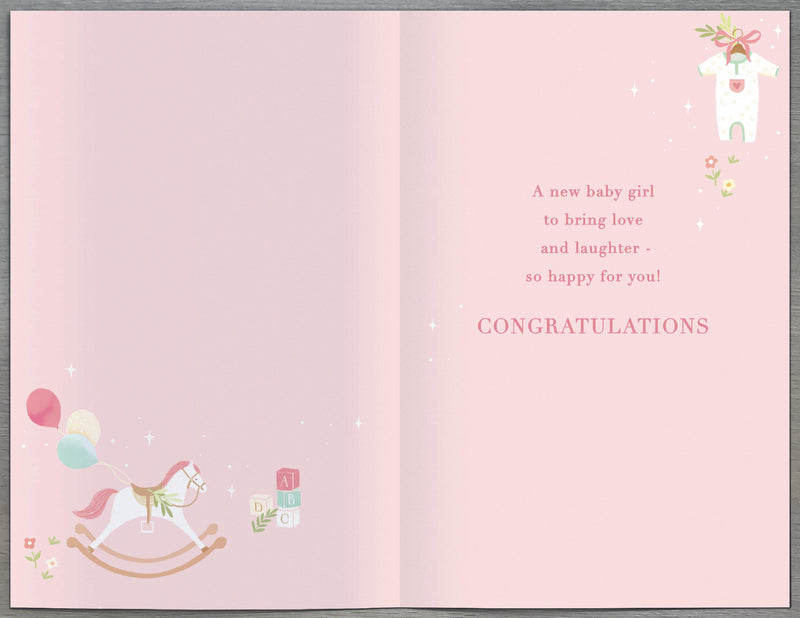 New Baby Card Baby Girl - back