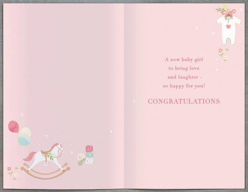 New Baby Card Baby Girl - back