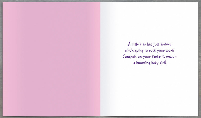 New Baby Card Baby Girl - back