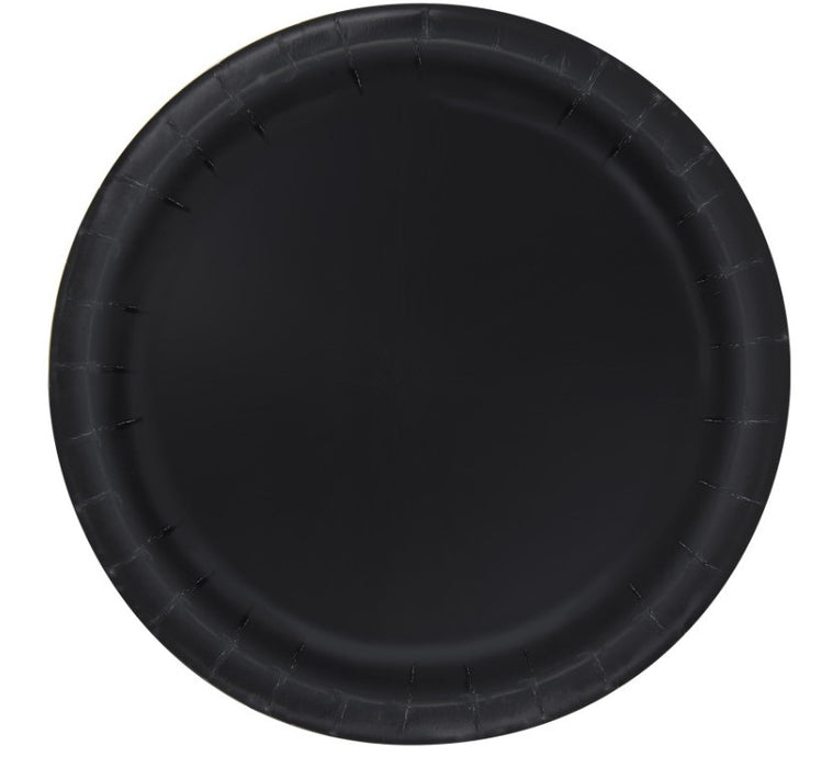 Black Glitz Round 7" Dinner Plates 8 Pack