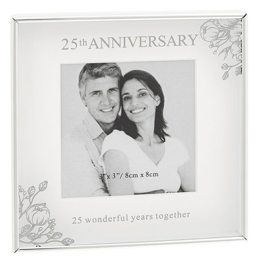 Mirror Floral Frame 3" x 3" 25th Anniversary