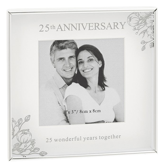 Mirror Floral Frame 3" x 3" 25th Anniversary