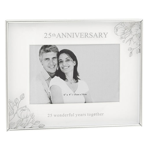 Mirror Floral Frame 6" x 4" 25th Anniversary