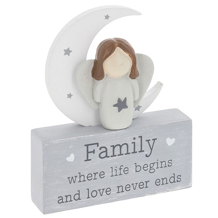 Pebble Angel & Moon Plaque Family