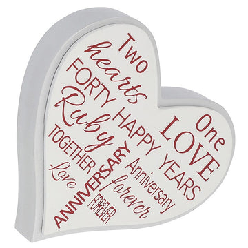 Loving Words Heart Plaque 40th Anniversary