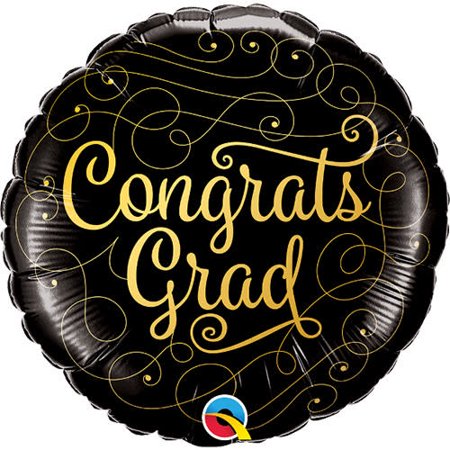 Congrats Grad Gold Doodles Foil Balloon (Optional Helium Inflation)