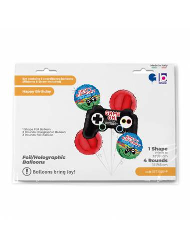 Game Controller Foil Balloon Set (Optional Helium Inflation)
