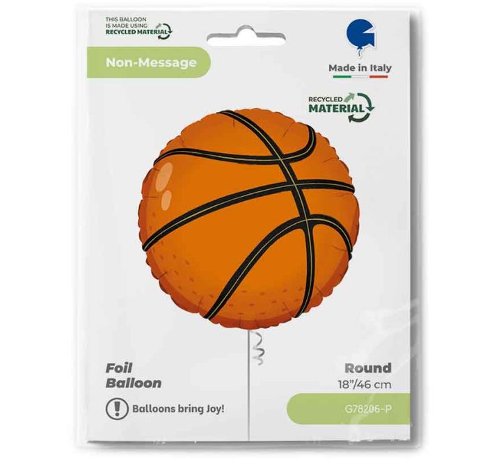 Basketball 18" Foil Helium Balloon (Optional Helium Inflation)