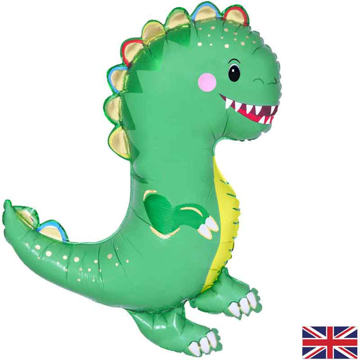 Happy Dinosaur 34 inch Metallic Shaped Foil Balloon by Oaktree