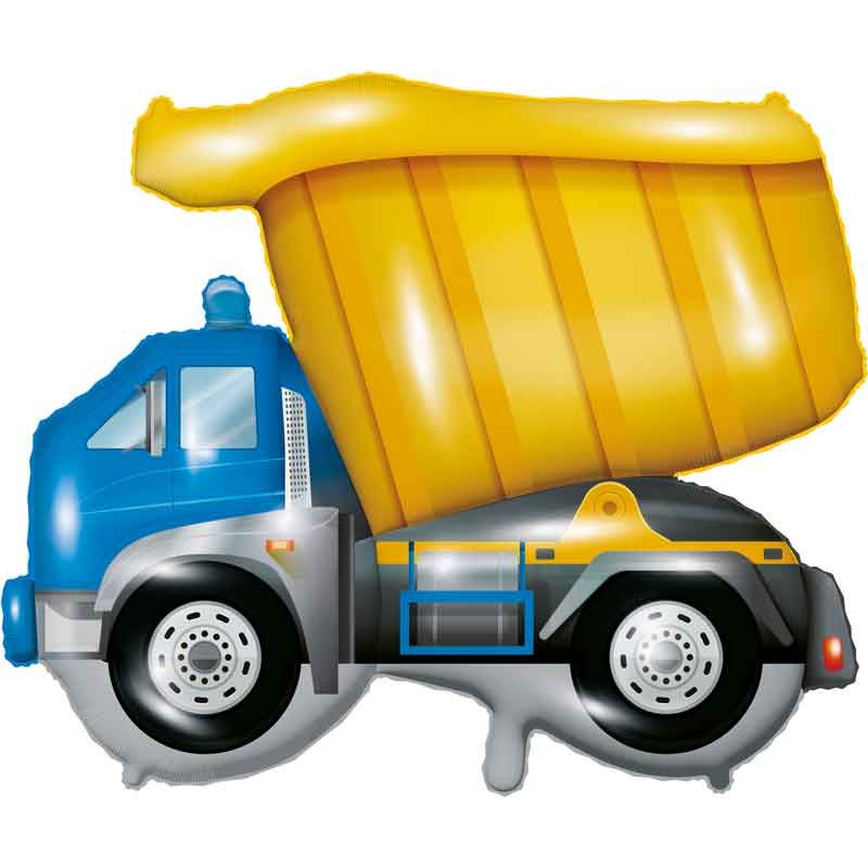 Dump Truck Large Foil Balloons 27" (Optional Helium Inflation)