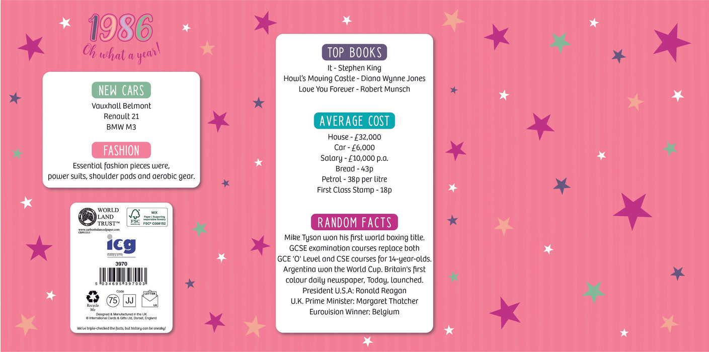 1986 Happy 40th Birthday Daughter From The Year You Were Born