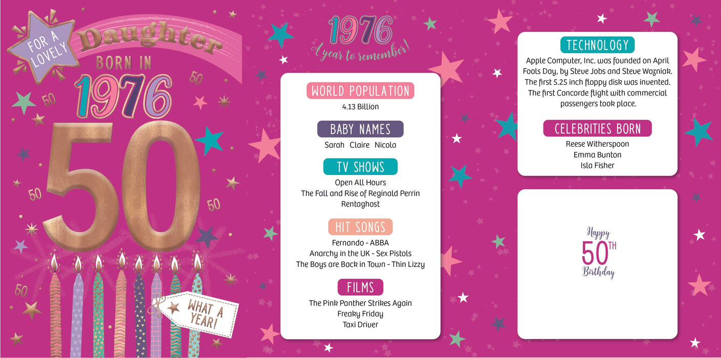 1976 Happy 50th Birthday Daughter From The Year You Were Born