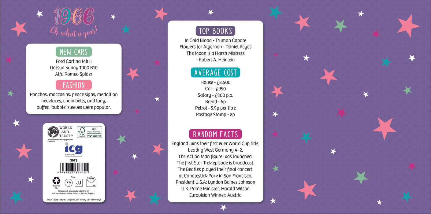 1966 Happy 60th Birthday Daughter From The Year You Were Born