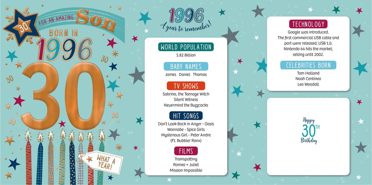 1996 Happy 30th Birthday Son From The Year You Were Born