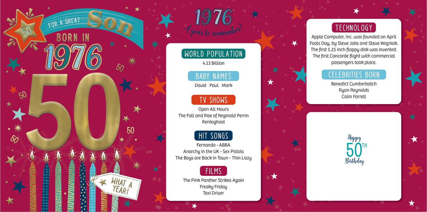 1976 Happy 50th Birthday Son From The Year You Were Born