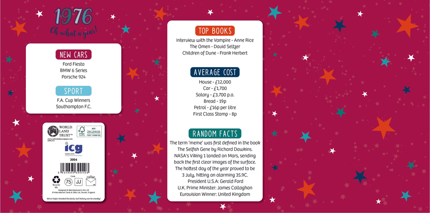 1976 Happy 50th Birthday Son From The Year You Were Born