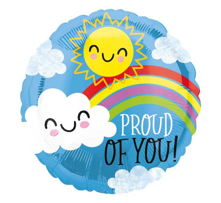 Proud Of you, Sun and Rainbow - Foil Balloon (Optional Helium Inflation)
