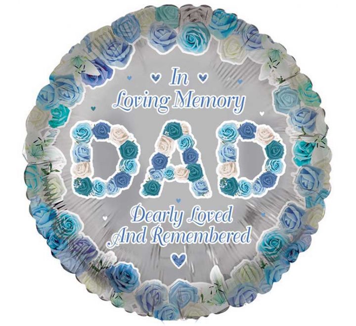 In Loving Memory of Dad Rememberance Foil Balloon (Optional Helium Inflation)